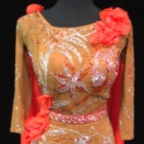 Orange Blossom - Ballroom Smooth Gown Nude & Orange by Dore Designs - Picture 3 of 16